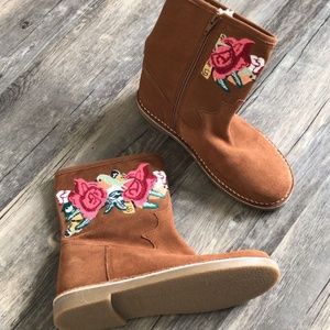 Zara Embroidered Faux Suede Ankle Boots